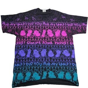 Vintage 90's Disney Aladdin Genie All Over Print Promo Shirt Single Stitch Rare